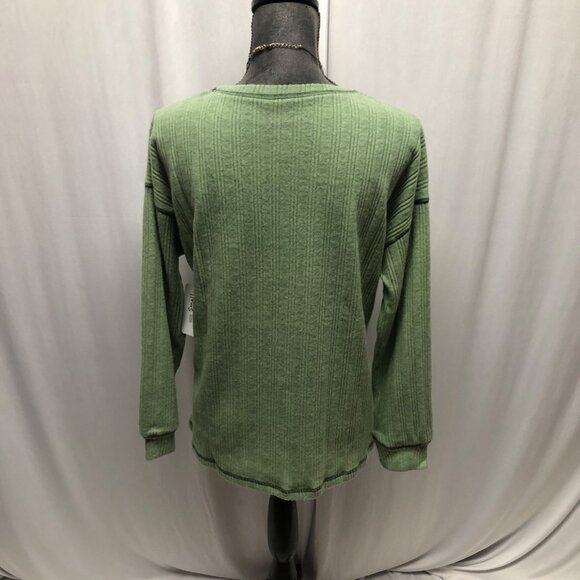 Green Ribbed Long Sleeve Knit Top  Womens Small Size Soft Comfy Sweater NEW - Picture 4 of 8